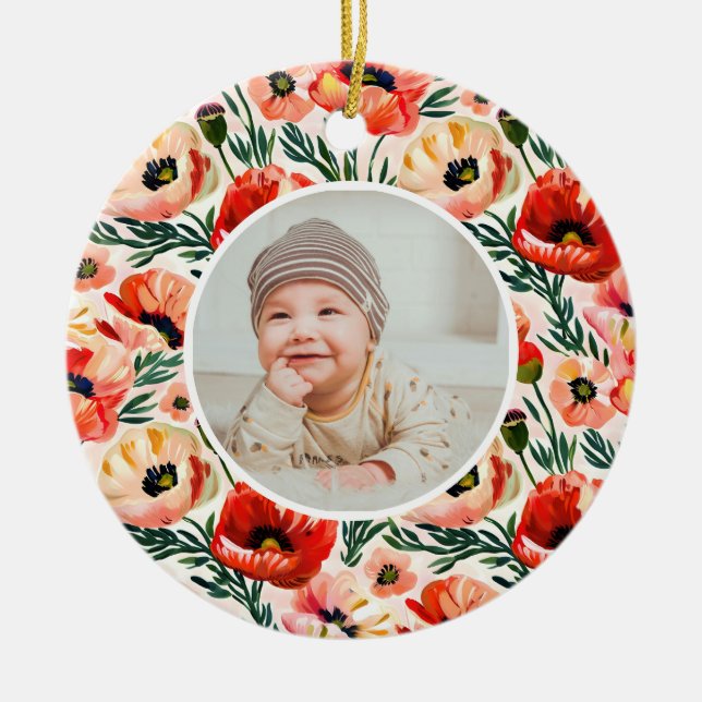 Adorno De Cerámica Baby's First Christmas Ornament Classic Floral (Frente)
