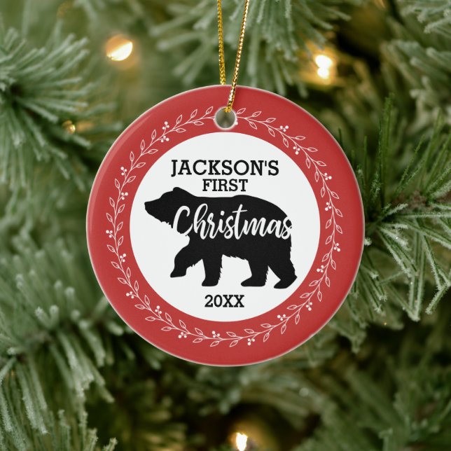 Adorno De Cerámica Babys First Christmas Photo Ceramic Ornament (Árbol)