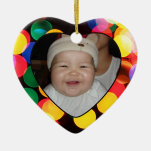 Adorno De Cerámica Babys First Christmas Photo Gift Tag & Ornament