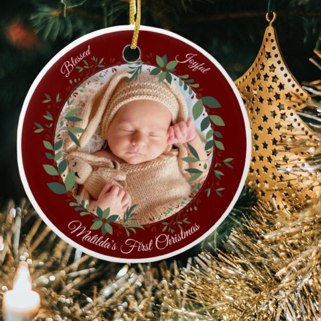 Adorno De Cerámica Babys First Christmas Photo Wreath Navidades (Subido por el creador)