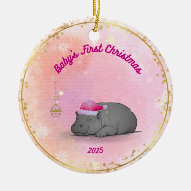 Adorno De Cerámica Baby's First Christmas - Porcelain Hippo Ornament (Frente)