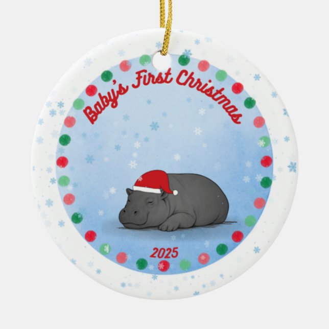 Adorno De Cerámica Baby's First Christmas - Porcelain Hippo Ornament (Frente)