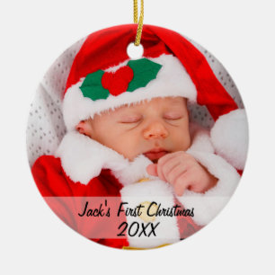 Adorno De Cerámica Babys personalizados primer nombre de foto navideñ