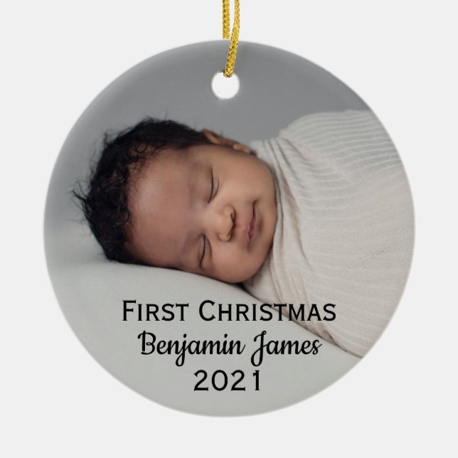 Adorno De Cerámica Babys primera Navidad Personalizada Cerámica Moder (Frente)