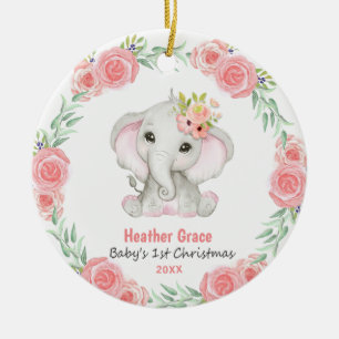Adorno De Cerámica Babys Primeros Chicas de Navidad Elefante Personal