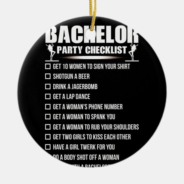 Adorno De Cerámica Bachelor Party Checklist Getting Married (Frente)