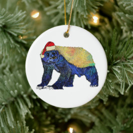 Adorno De Cerámica Badass Santa Honey badger Psychedelic