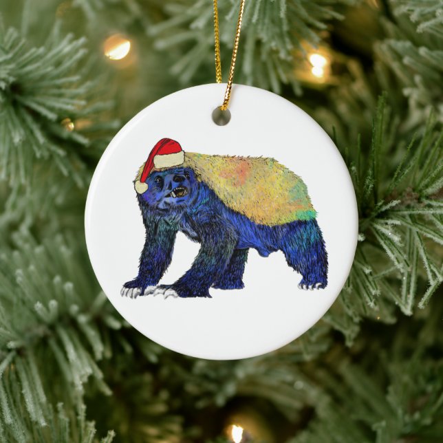 Adorno De Cerámica Badass Santa Honey badger Psychedelic (Árbol)