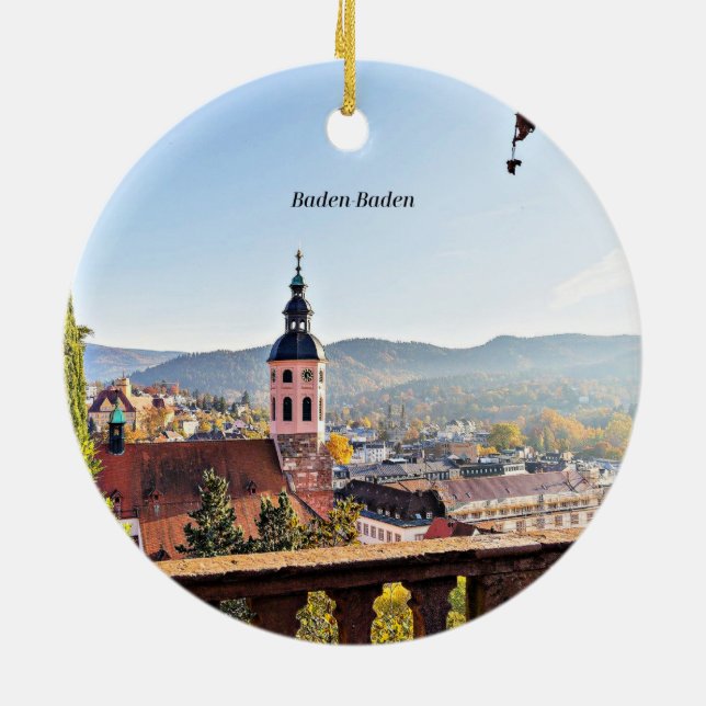 Adorno De Cerámica Baden-Baden, Alemania, paisaje escénico (Atrás)