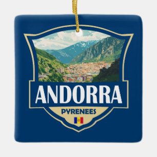 Adorno De Cerámica Badge retro del Ilustracion de Andorra