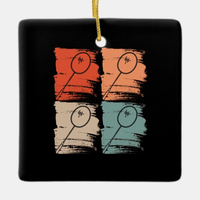 Adorno De Cerámica Badminton Racket Badminton Retro (Anverso)