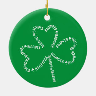 Adorno De Cerámica Bagpipes Textos Shamrock