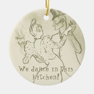Adorno De Cerámica Bailamos en esta cocina el Lautrec, bailando