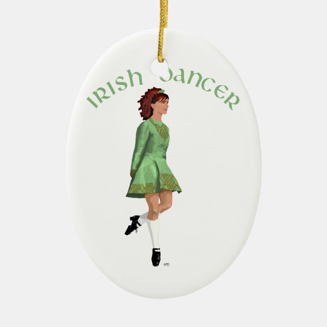 Adorno De Cerámica Bailarín de paso irlandés - Verde (Frente)