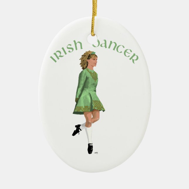 Adorno De Cerámica Bailarín de paso irlandés - Verde (Frente)