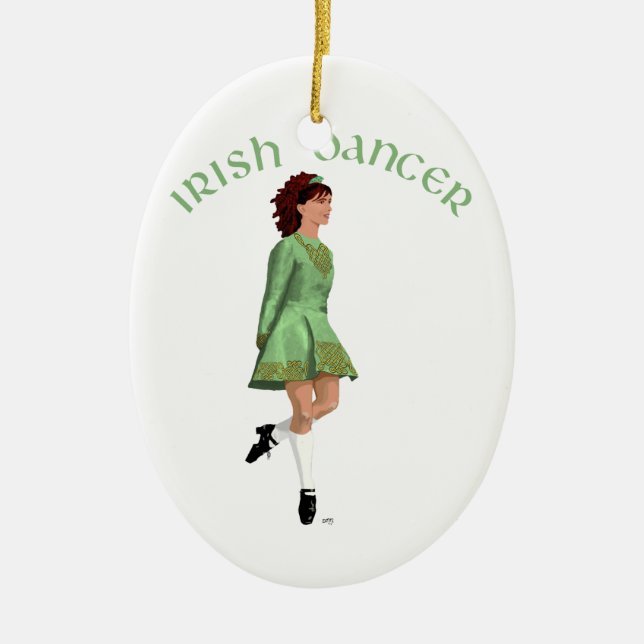 Adorno De Cerámica Bailarín de paso irlandés - Verde (Frente)