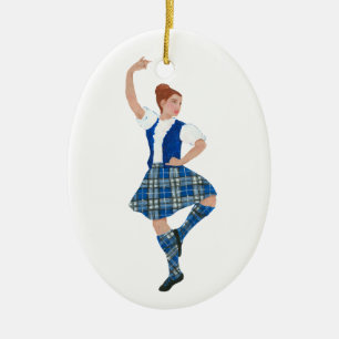 Adorno De Cerámica Bailarín escocés de Highland - Nevil Plaid