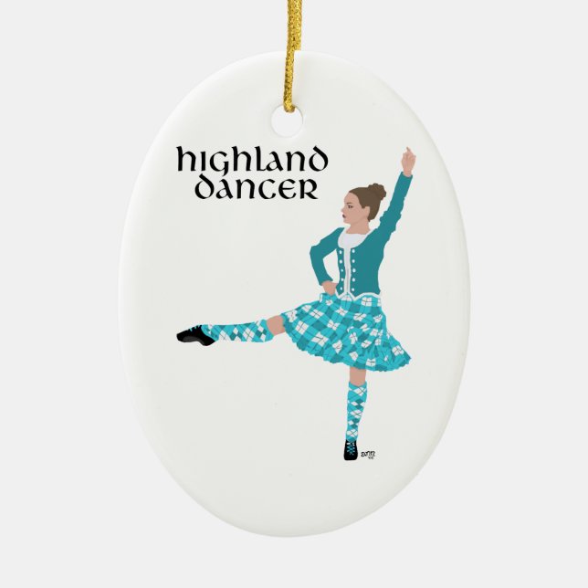 Adorno De Cerámica Bailarín escocés de Highland - Turquesa (Frente)