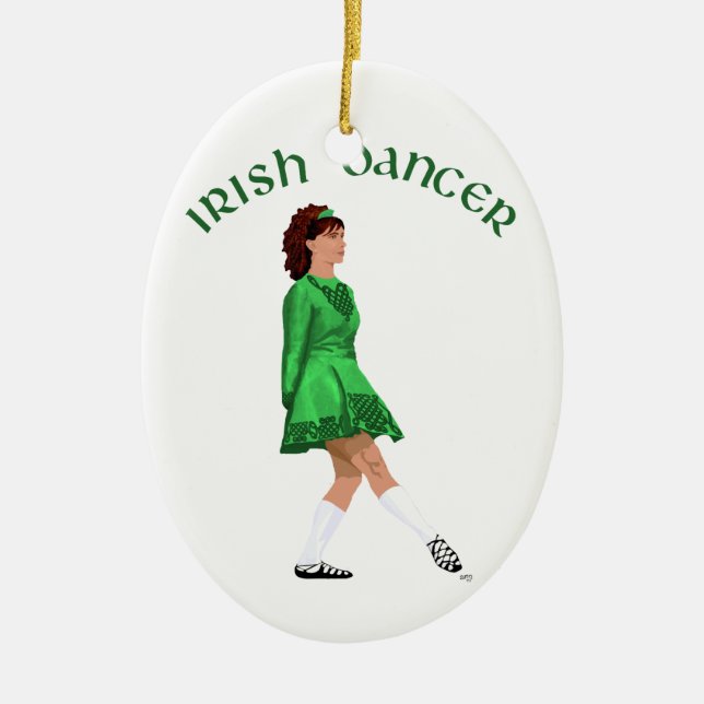 Adorno De Cerámica Bailarín irlandés de zapatos blandos en verde (Frente)