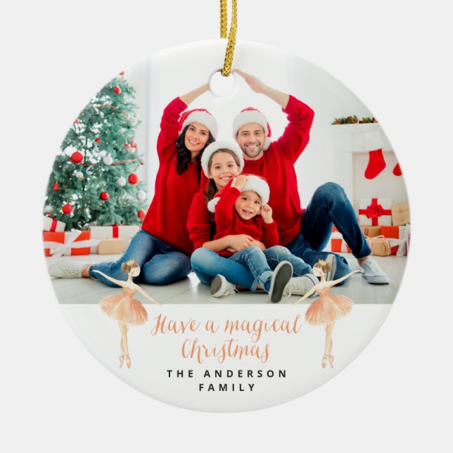 Adorno De Cerámica bailarina acuarela Navidades botánicos lindos (Frente)