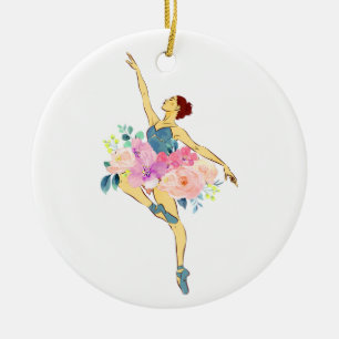 Adorno De Cerámica Bailarina Bailarina Danza Flor Floral