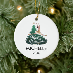 Adorno De Cerámica Bailarina de ballet de Navidad personalizada