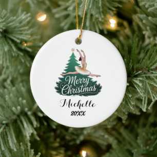 Adorno De Cerámica Bailarina de ballet de Navidad personalizada