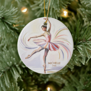 Adorno De Cerámica Bailarina de ballet de Navidad personalizada   