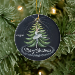 Adorno De Cerámica Bailarina de ballet de Navidad personalizada