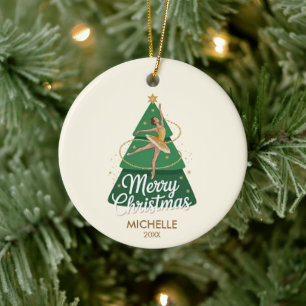Adorno De Cerámica Bailarina de ballet de Navidad personalizada