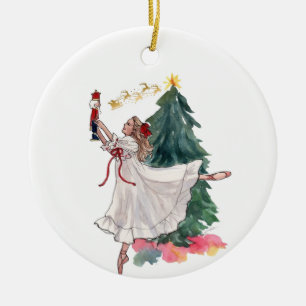 Adorno De Cerámica Bailarina de ballet navideño elegante con cascanue