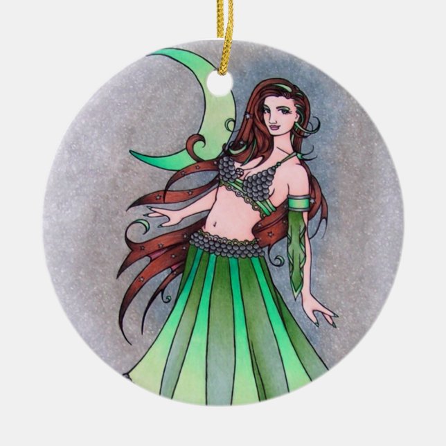 Adorno De Cerámica Bailarina del vientre de luna de cáncer (Frente)
