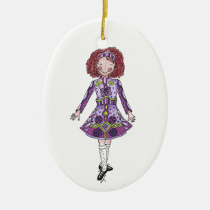 Adorno De Cerámica Bailarina irlandesa en morado