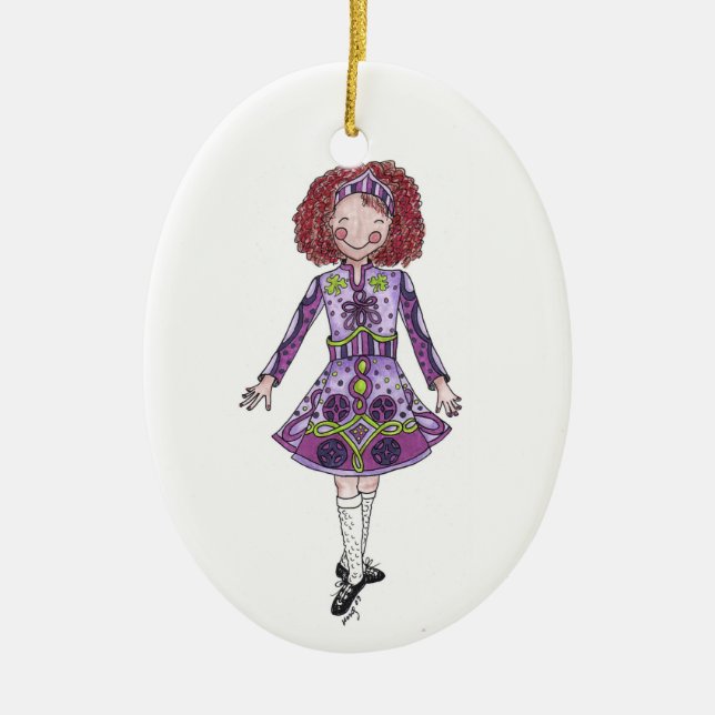 Adorno De Cerámica Bailarina irlandesa en morado (Frente)