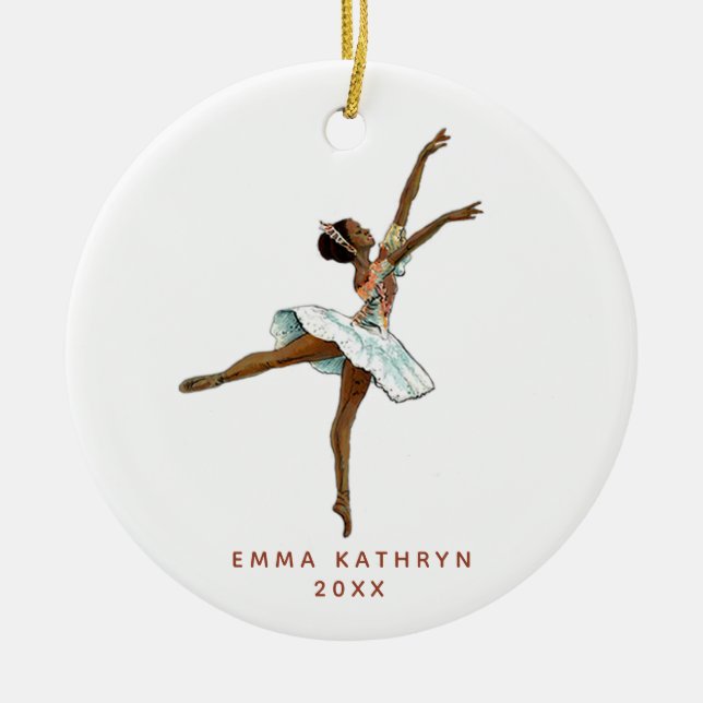 Adorno De Cerámica Bailarina Niña de Ballerina Negra Personalizada (Frente)