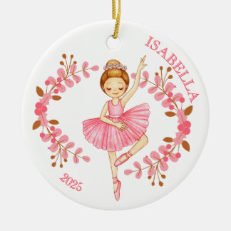 Adorno De Cerámica Bailarina pelirroja en rosa 