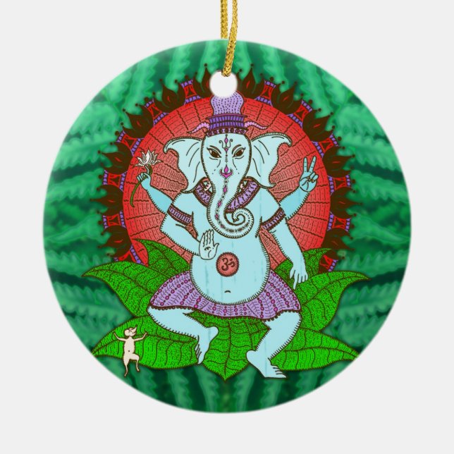 Adorno De Cerámica Baile de Ganesh de la paz (Frente)