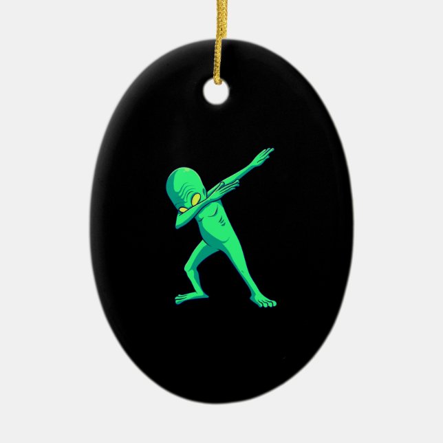 Adorno De Cerámica Baile de regalo | Dabbing Alien Halloween Dab Danc (Frente)