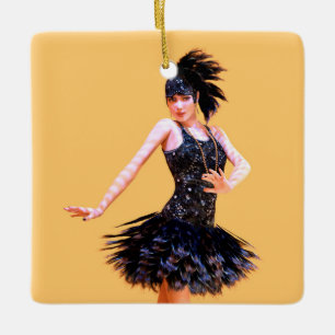 Adorno De Cerámica Baile Flapper Vintage