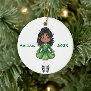 Adorno De Cerámica Baile personalizado de Navidad de niña irlandesa n