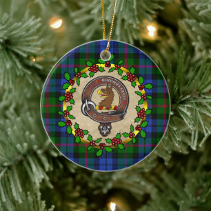 Adorno De Cerámica Baird Clan Badge & Tartan Personalizado Xmas