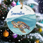 Adorno De Cerámica Bajo el mar la tortuga personalizada<br><div class="desc">Este diseño se puede personalizar eligiendo la opción personalizar para añadir texto o realizar otros cambios. Si este producto tiene la opción de transferir el diseño a otro artículo, asegúrese de ajustar el diseño para que se ajuste si es necesario. Contáctame en colorflowcreations@gmail.com si deseas tener este diseño en otro...</div>