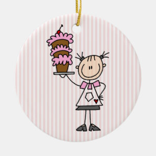 Adorno De Cerámica Baker de la Figura de Palo Femenino