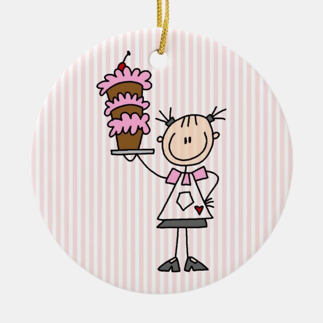 Adorno De Cerámica Baker de la Figura de Palo Femenino (Frente)