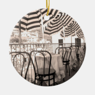 Adorno De Cerámica Balcón de restaurante pintoresco, Italia