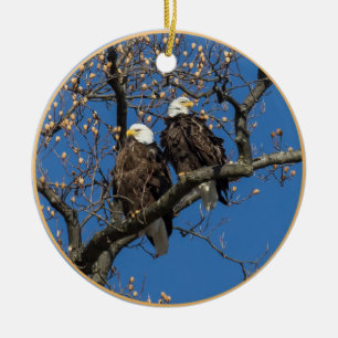 Adorno De Cerámica Bald Eagle Pair