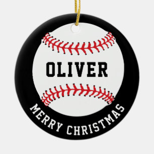 Adorno De Cerámica Ball de béisbol Nombre personalizado Feliz Navidad