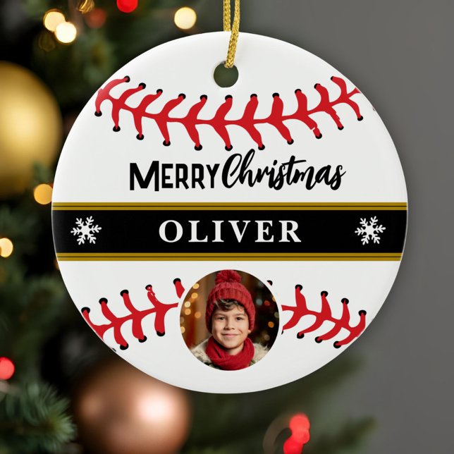 Adorno De Cerámica Ball de béisbol Nombre personalizado Merry Christm (Subido por el creador)