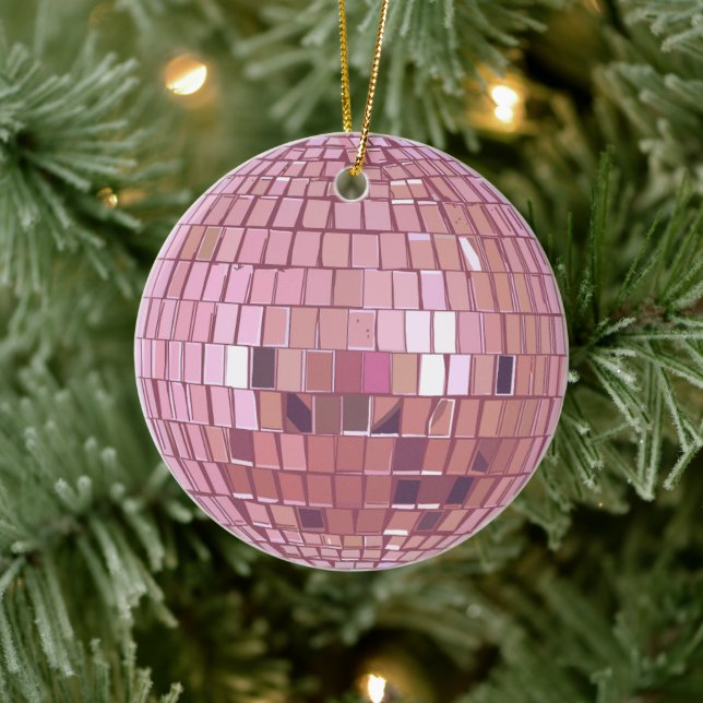 Adorno De Cerámica Ball espejo rosado (Árbol)