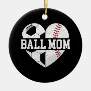 Adorno De Cerámica Ball Mom Shirt Heart Graciosa Béisbol